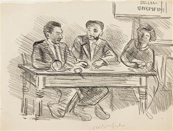 MOSES SOYER (1899 - 1974) Out of Work, and Unemployed, A Meeting of Artists, (Pair).